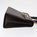 Salvatore Ferragamo Gancini Hand Bag Leather 2way Brown Gold Auth 163945-3