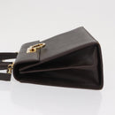 Salvatore Ferragamo Gancini Hand Bag Leather 2way Brown Gold Auth 163945-4