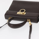 Salvatore Ferragamo Gancini Hand Bag Leather 2way Brown Gold Auth 163945-6