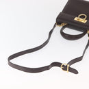 Salvatore Ferragamo Gancini Hand Bag Leather 2way Brown Gold Auth 163945-8