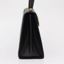 Salvatore Ferragamo Gancini Hand Bag Leather Black Gold Auth 163946-5