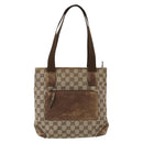 GUCCI GG Canvas Tote Bag Beige Silver 28893 Auth 163948-2