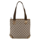 GUCCI GG Canvas Tote Bag Beige Silver 28893 Auth 163948-3