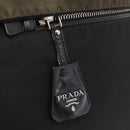 PRADA Hand Bag Nylon 2way Khaki Silver Auth 163952-17