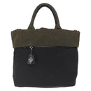 PRADA Hand Bag Nylon 2way Khaki Silver Auth 163952-2