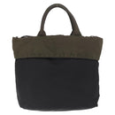 PRADA Hand Bag Nylon 2way Khaki Silver Auth 163952-3