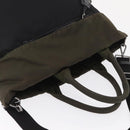 PRADA Hand Bag Nylon 2way Khaki Silver Auth 163952-6