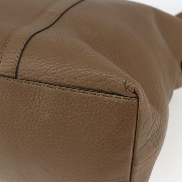 GUCCI Tote Bag Leather 2way Brown Silver 339550 Auth 163953