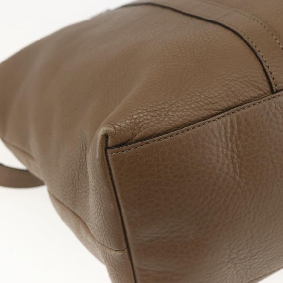 GUCCI Tote Bag Leather 2way Brown Silver 339550 Auth 163953