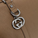 GUCCI Tote Bag Leather 2way Brown Silver 339550 Auth 163953-19