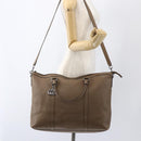 GUCCI Tote Bag Leather 2way Brown Silver 339550 Auth 163953-25