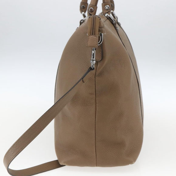 GUCCI Tote Bag Leather 2way Brown Silver 339550 Auth 163953