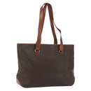 CELINE Macadam Canvas Tote Bag PVC Leather Brown Gold Auth 163954-1