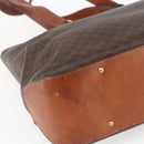 CELINE Macadam Canvas Tote Bag PVC Leather Brown Gold Auth 163954-11