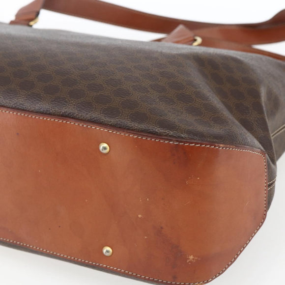 CELINE Macadam Canvas Tote Bag PVC Leather Brown Gold Auth 163954