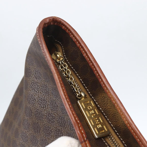 CELINE Macadam Canvas Tote Bag PVC Leather Brown Gold Auth 163954