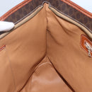CELINE Macadam Canvas Tote Bag PVC Leather Brown Gold Auth 163954-19