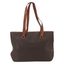 CELINE Macadam Canvas Tote Bag PVC Leather Brown Gold Auth 163954-2