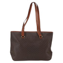 CELINE Macadam Canvas Tote Bag PVC Leather Brown Gold Auth 163954-3