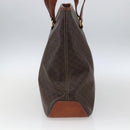 CELINE Macadam Canvas Tote Bag PVC Leather Brown Gold Auth 163954-4