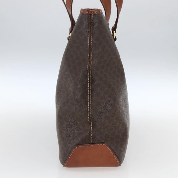 CELINE Macadam Canvas Tote Bag PVC Leather Brown Gold Auth 163954