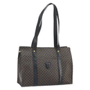CELINE Macadam Canvas Tote Bag PVC Leather Black Gold Auth 163955-1