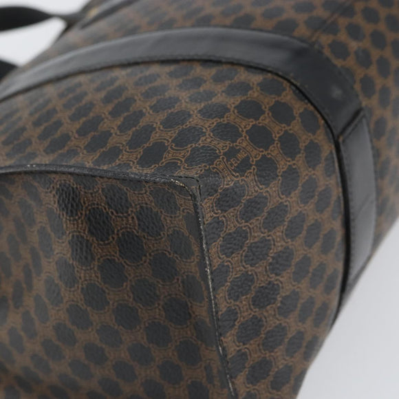 CELINE Macadam Canvas Tote Bag PVC Leather Black Gold Auth 163955