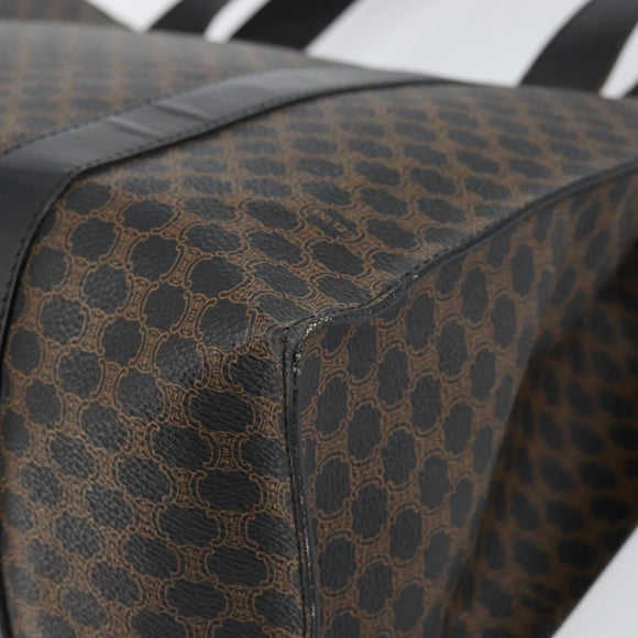 CELINE Macadam Canvas Tote Bag PVC Leather Black Gold Auth 163955