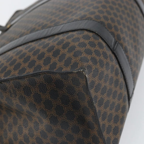 CELINE Macadam Canvas Tote Bag PVC Leather Black Gold Auth 163955