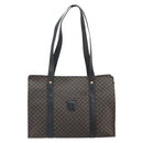 CELINE Macadam Canvas Tote Bag PVC Leather Black Gold Auth 163955-13