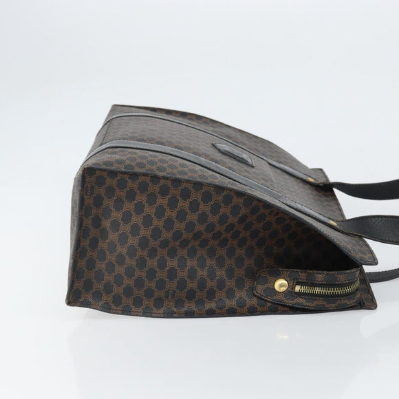 CELINE Macadam Canvas Tote Bag PVC Leather Black Gold Auth 163955
