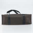 CELINE Macadam Canvas Tote Bag PVC Leather Black Gold Auth 163955-5