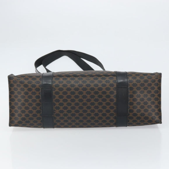 CELINE Macadam Canvas Tote Bag PVC Leather Black Gold Auth 163955