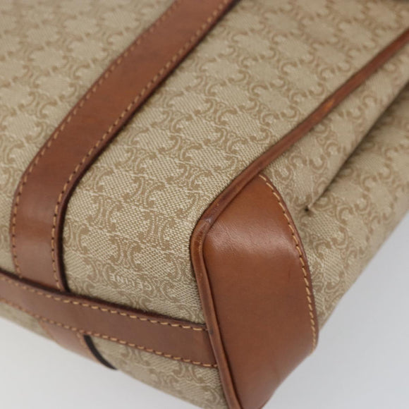CELINE Macadam Canvas Shoulder Bag PVC Beige Gold Auth 163956