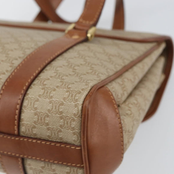 CELINE Macadam Canvas Shoulder Bag PVC Beige Gold Auth 163956