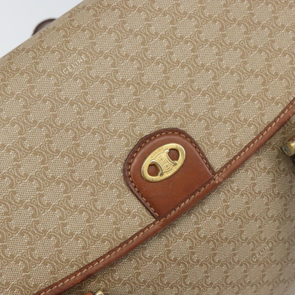 CELINE Macadam Canvas Shoulder Bag PVC Beige Gold Auth 163956