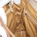 CELINE Macadam Canvas Shoulder Bag PVC Beige Gold Auth 163956-21