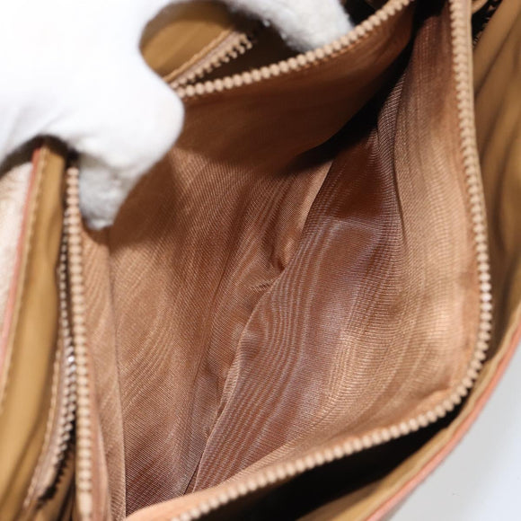 CELINE Macadam Canvas Shoulder Bag PVC Beige Gold Auth 163956