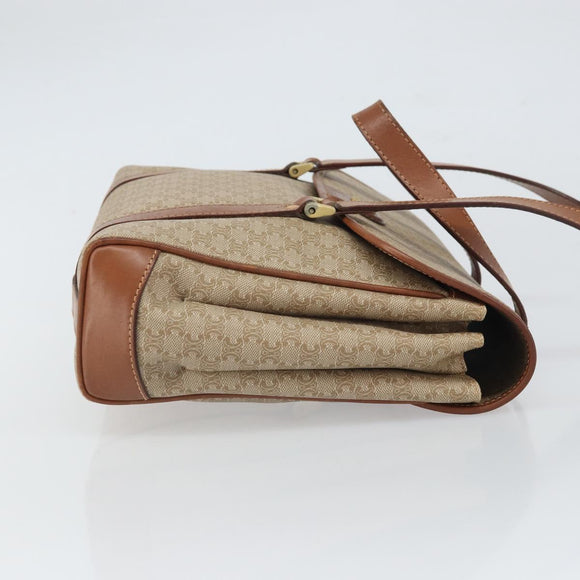 CELINE Macadam Canvas Shoulder Bag PVC Beige Gold Auth 163956