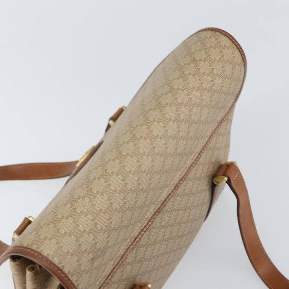 CELINE Macadam Canvas Shoulder Bag PVC Beige Gold Auth 163956