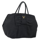 PRADA Hand Bag Nylon Black Gold Auth 163957-1