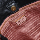 PRADA Hand Bag Nylon Black Gold Auth 163957-10