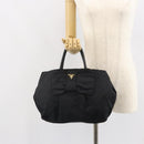 PRADA Hand Bag Nylon Black Gold Auth 163957-24