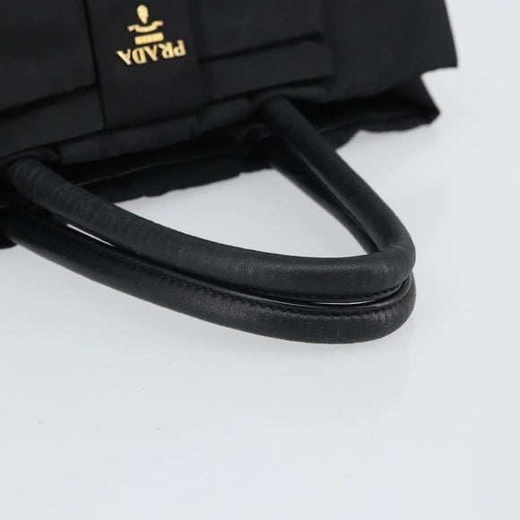 PRADA Hand Bag Nylon Black Gold Auth 163957