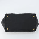 PRADA Hand Bag Nylon Black Gold Auth 163957-5