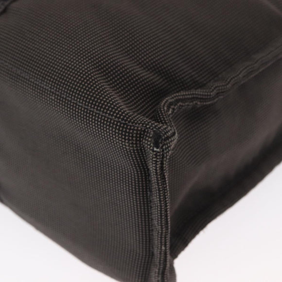 HERMES Her Line MM Hand Bag Canvas Gray Silver Auth 163958