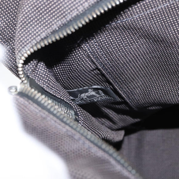 HERMES Her Line MM Hand Bag Canvas Gray Silver Auth 163958