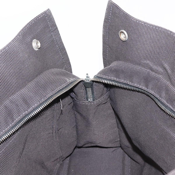 HERMES Her Line MM Hand Bag Canvas Gray Silver Auth 163958