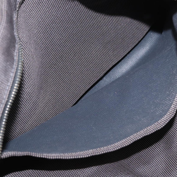 HERMES Her Line MM Hand Bag Canvas Gray Silver Auth 163958