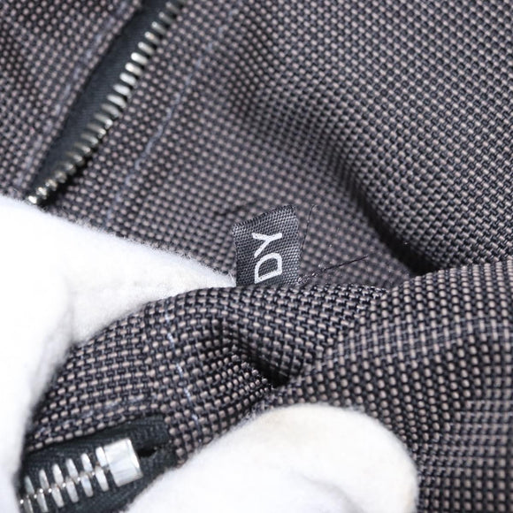 HERMES Her Line MM Hand Bag Canvas Gray Silver Auth 163958